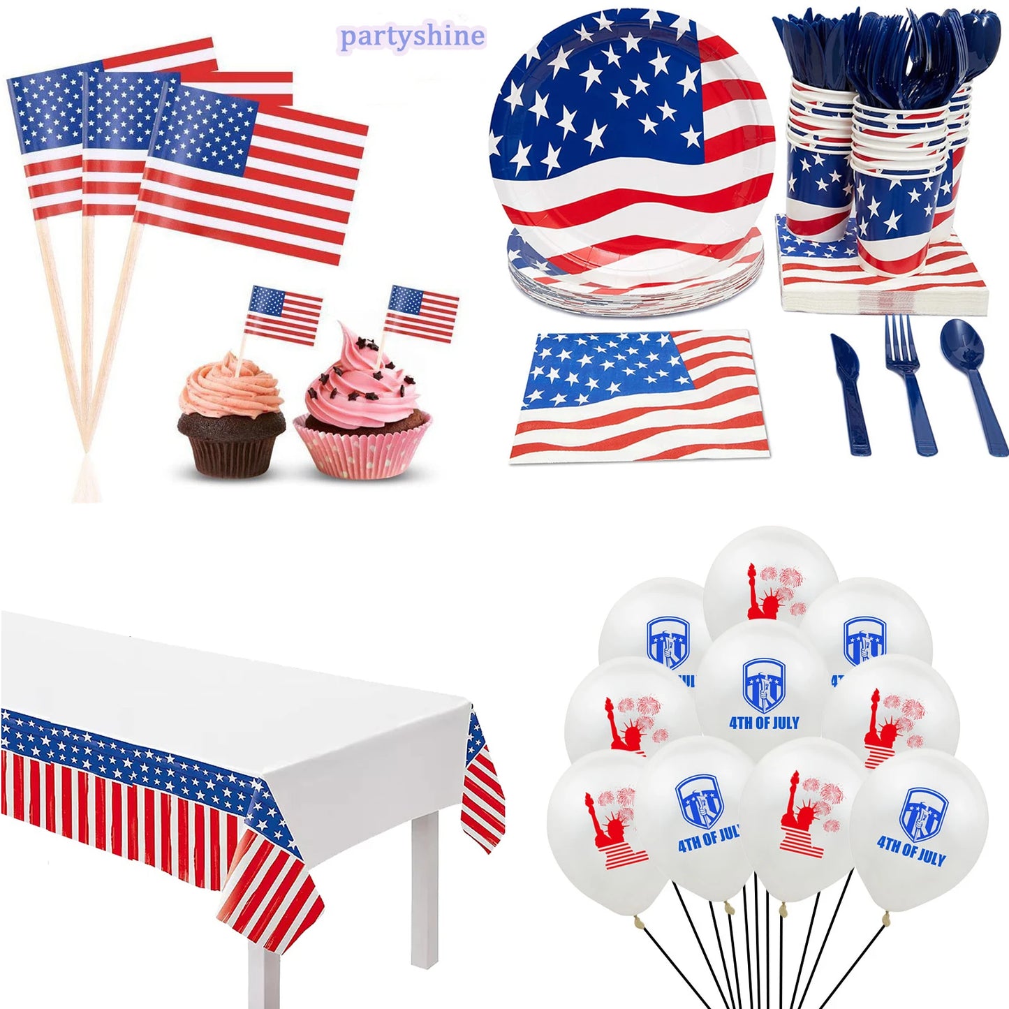 American Independence Day Party Supplies: 4th of July Decor and Disposable Tableware Set