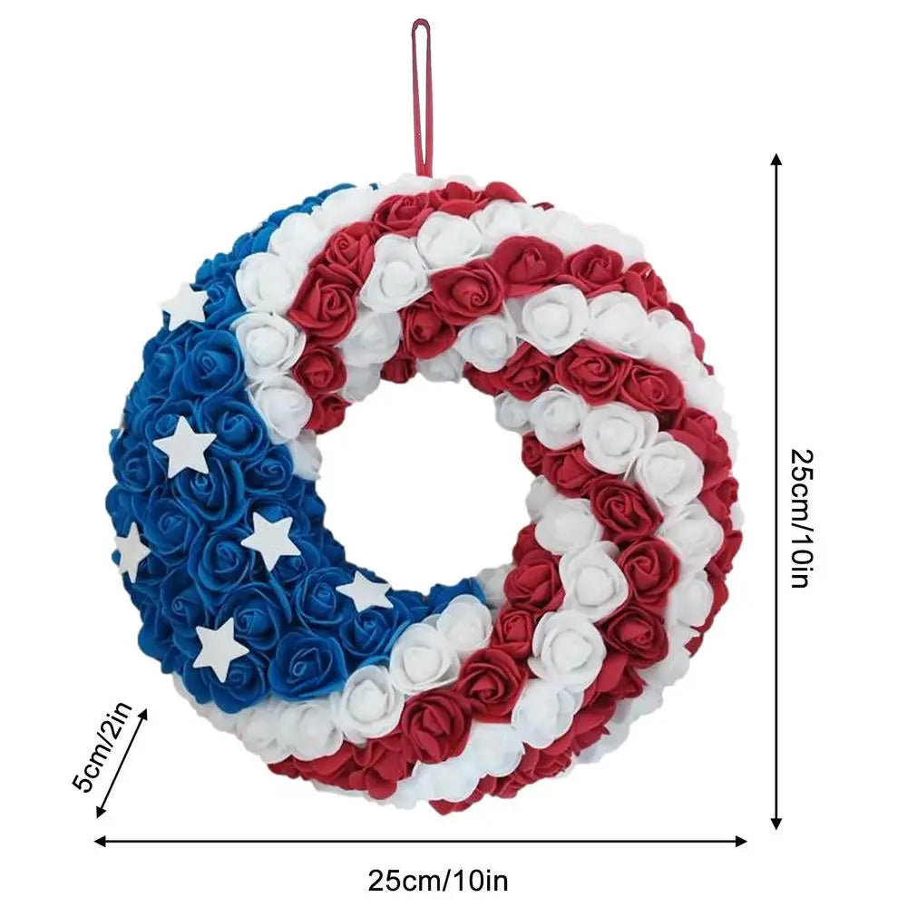 4th Of July Wreaths For Door American Flag Garland Decoration 4Th Of July Wreath For Veterans Independence Patriotic Day