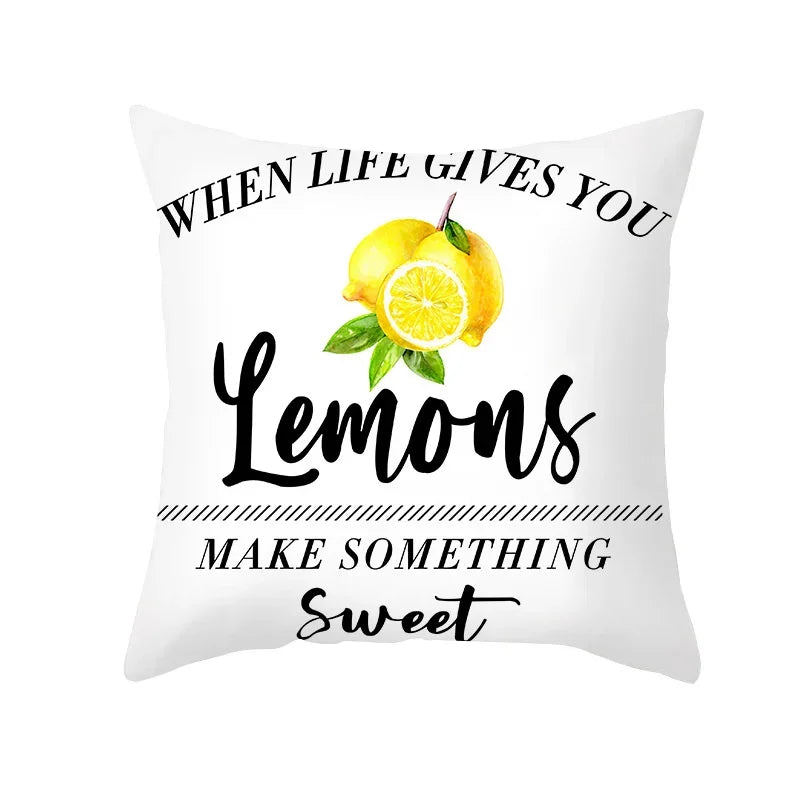 Nordic Summer Yellow Lemon Throw Pillow Cover: Sofa, Office, Car Seat Waist Cushion for Home Decoration