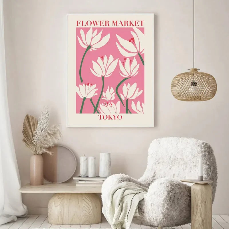 Abstract Matisse Canvas Painting: Flower Market Wall Art