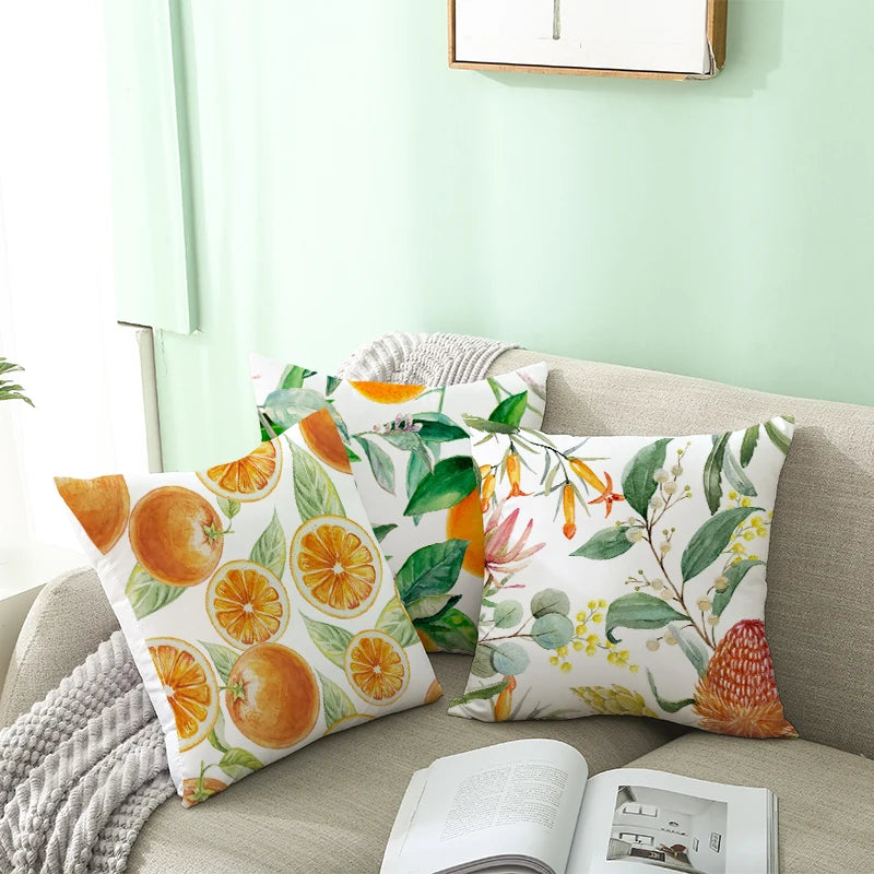 Summer Fruit Cushion Covers: Lemon, Orange, Strawberry, and Watermelon Decorative Pillows